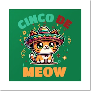 Cinco De Meow Cat Lover Posters and Art